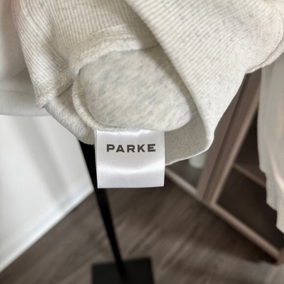 PARKE Inside Out Fleece Mockneck NEW White Gray Pullover Sweatshirt Size L XL - Picture 5 of 7